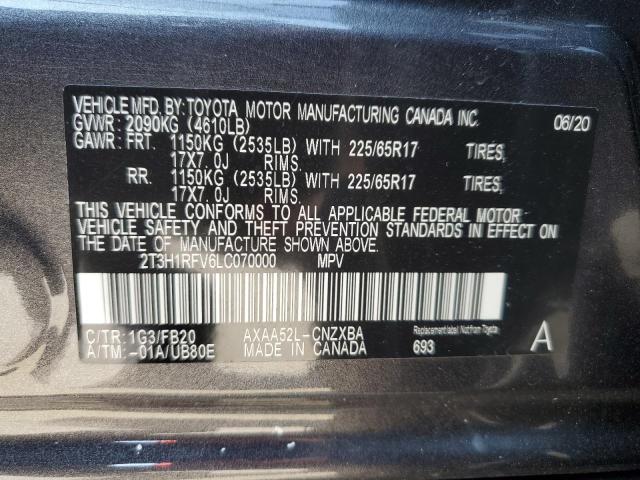 2020 Toyota Rav4 Le VIN: 2T3H1RFV6LC070000 Lot: 56343274