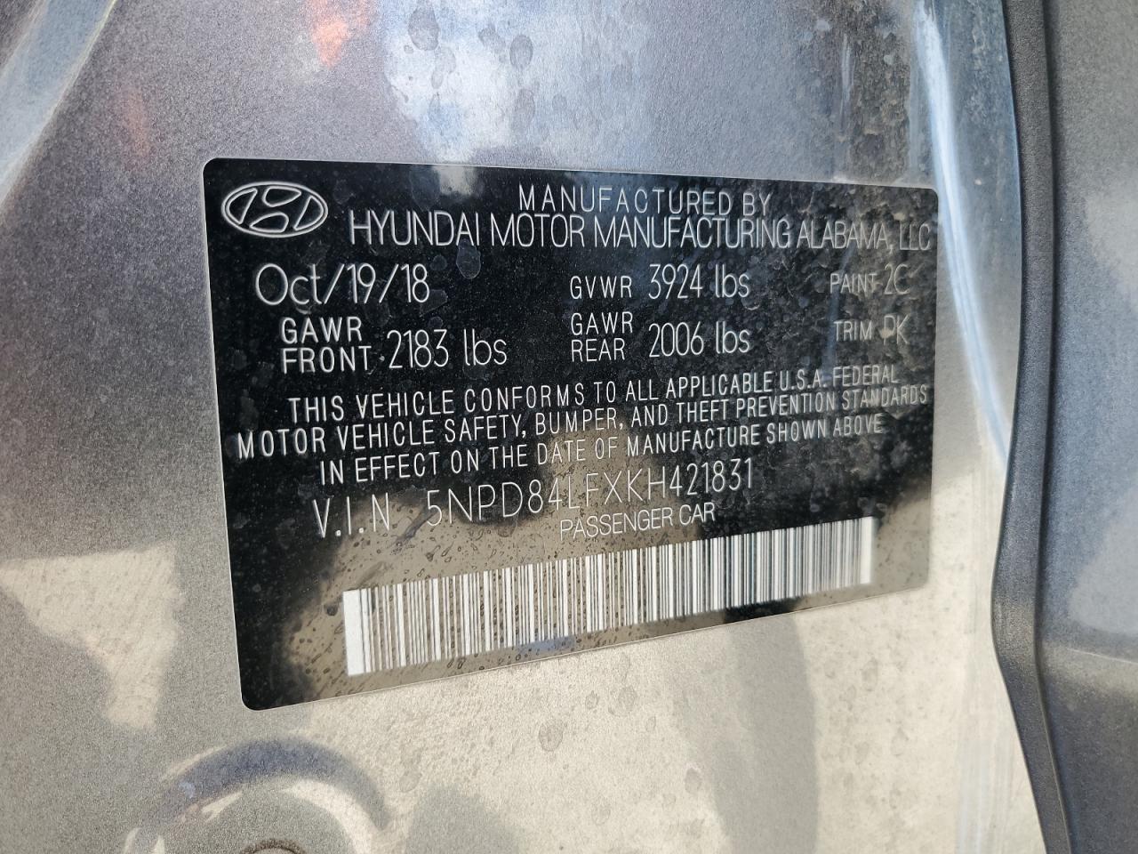 5NPD84LFXKH421831 2019 Hyundai Elantra Sel