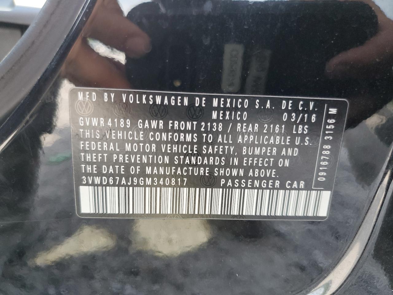 3VWD67AJ9GM340817 2016 Volkswagen Jetta Se