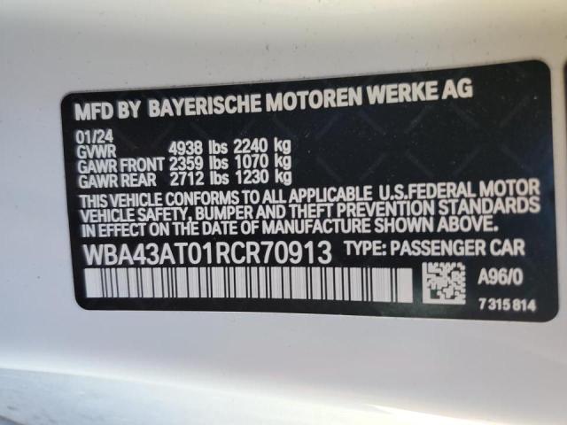 2024 BMW 430Xi VIN: WBA43AT01RCR70913 Lot: 53746674