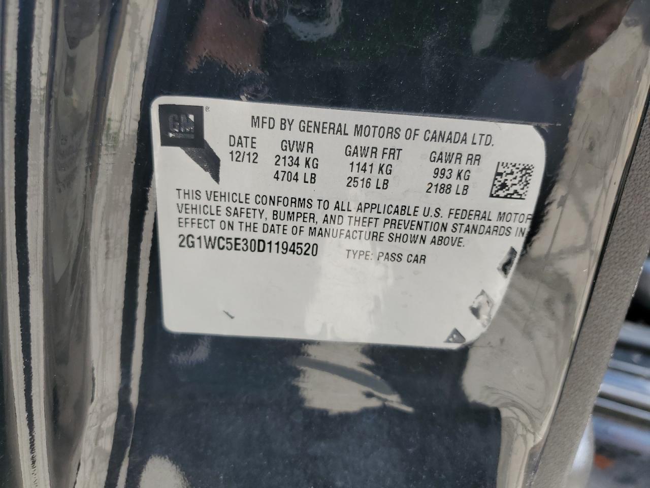 2G1WC5E30D1194520 2013 Chevrolet Impala Ltz