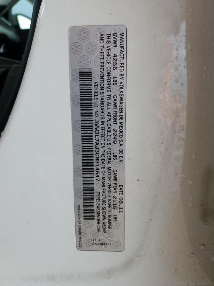 3VW3L7AJ3CM314647 2012 Volkswagen Jetta Tdi