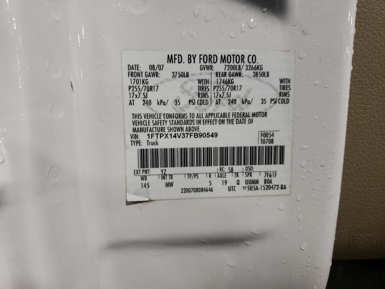 1FTPX14V37FB90549 2007 Ford F150