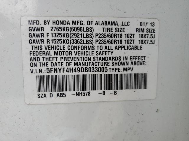 2013 Honda Pilot Ex VIN: 5FNYF4H49DB033005 Lot: 56648964