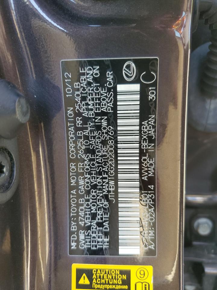 JTHBW1GG2D2008769 2013 Lexus Es 300H