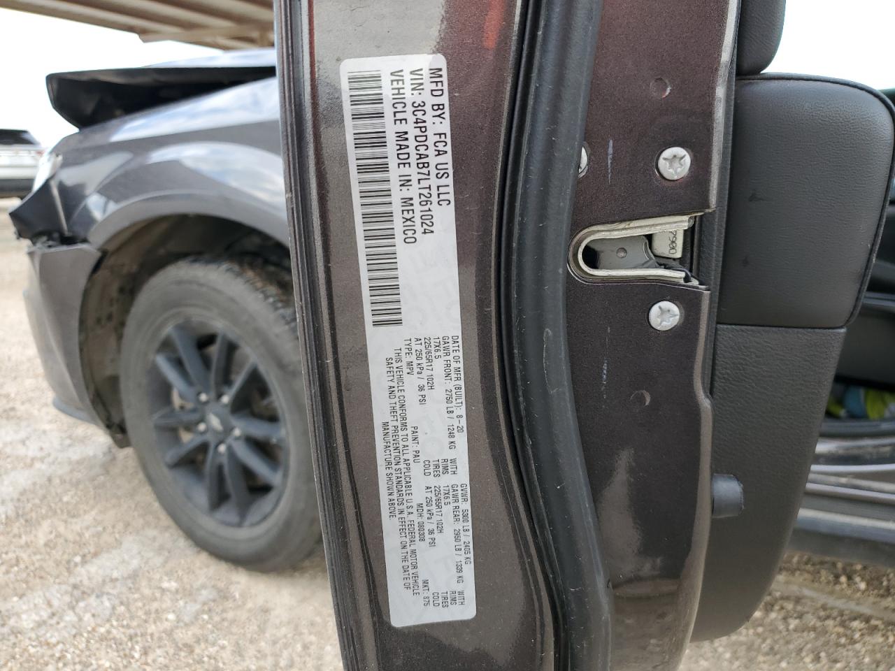 3C4PDCAB7LT261024 2020 Dodge Journey Se