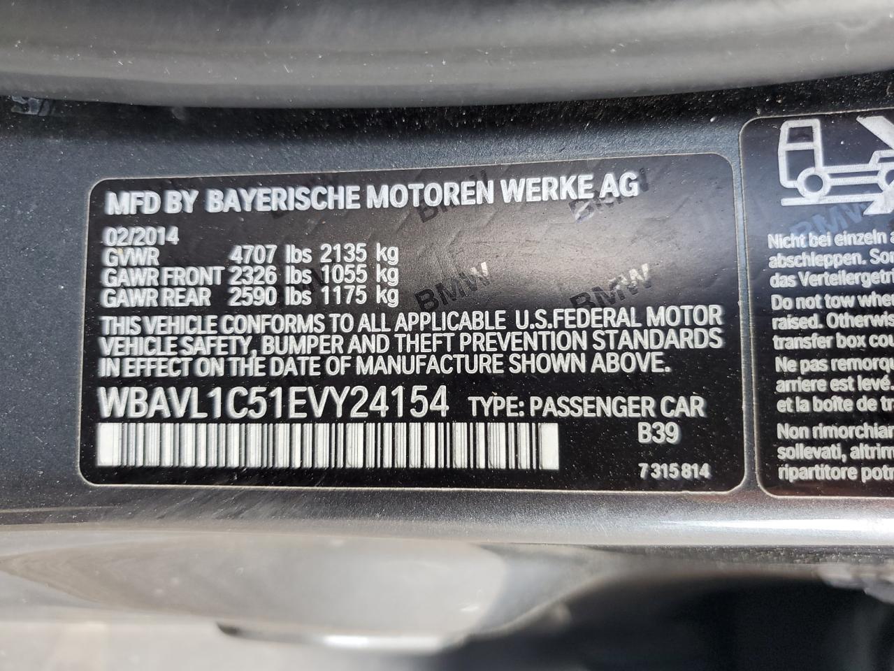 WBAVL1C51EVY24154 2014 BMW X1 xDrive28I