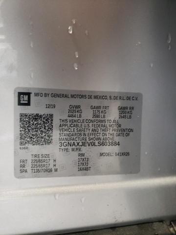 2020 Chevrolet Equinox Lt VIN: 3GNAXJEV0LS603884 Lot: 53460084