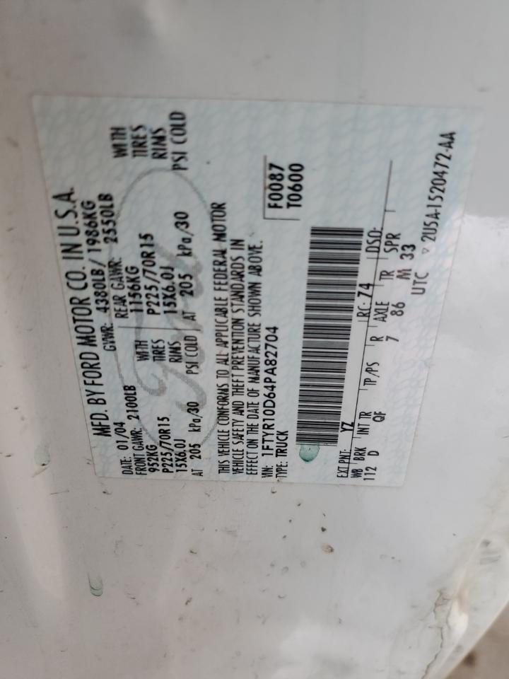 1FTYR10D64PA82704 2004 Ford Ranger