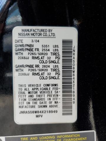 2004 Infiniti Fx35 VIN: JNRAS08W84X218949 Lot: 55949794