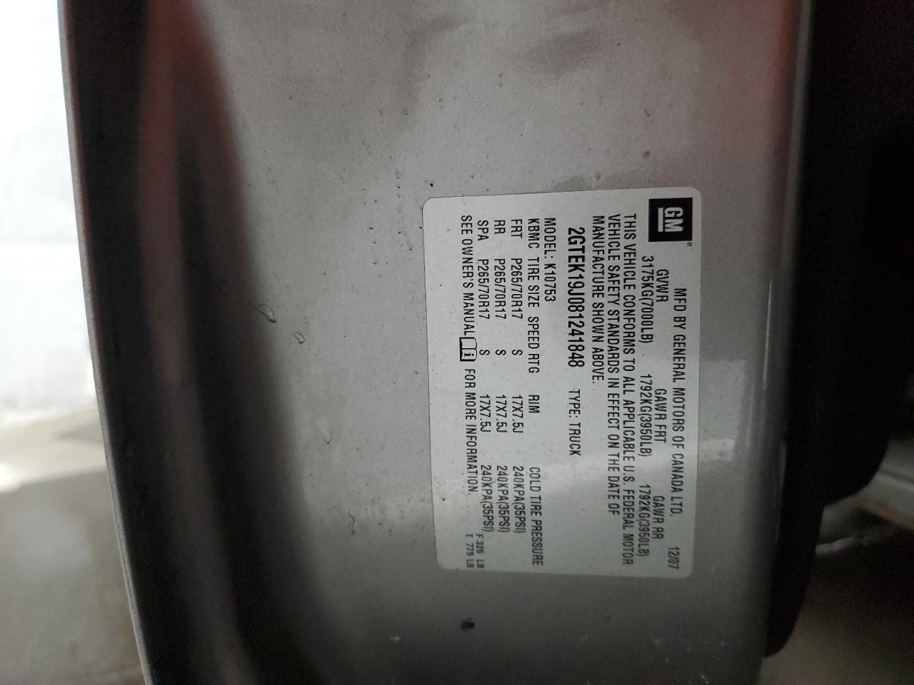 2GTEK19J081241848 2008 GMC Sierra K1500