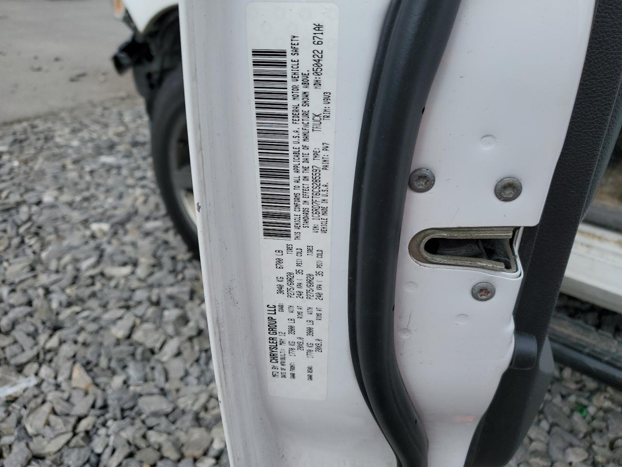 1C6RD7FT6CS285597 2012 Dodge Ram 1500 St