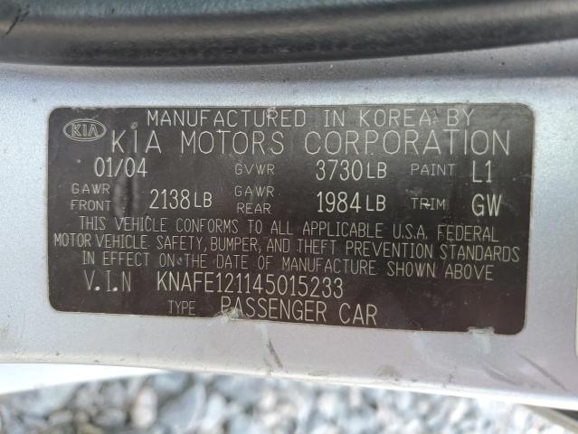 2004 Kia Spectra Lx VIN: KNAFE121145015233 Lot: 53240914