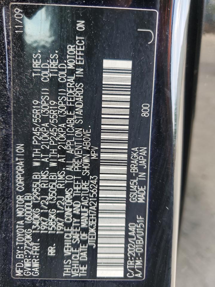 JTEDK3EH7A2156243 2010 Toyota Highlander Limited