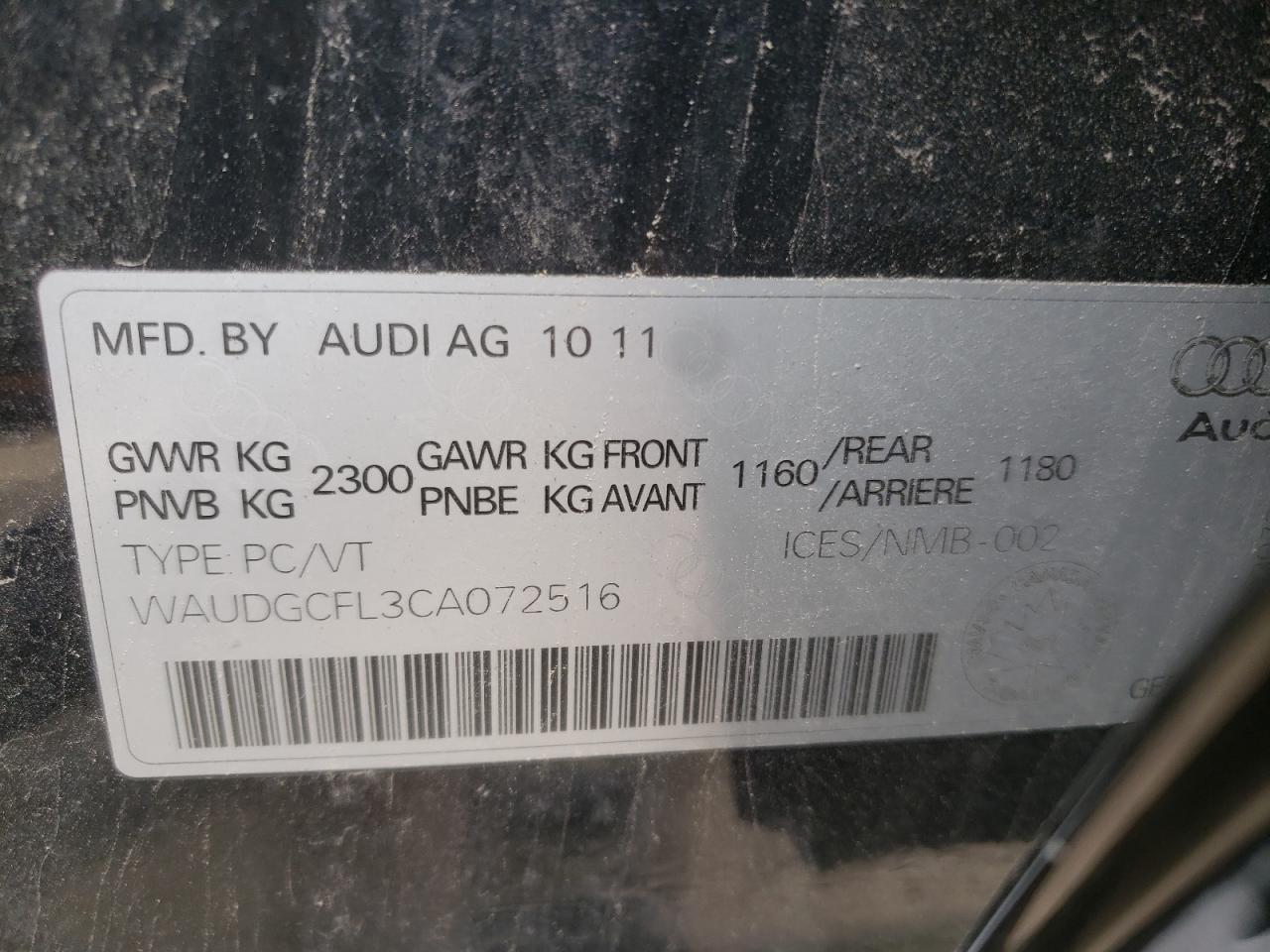 WAUDGCFL3CA072516 2012 Audi S4 Premium Plus