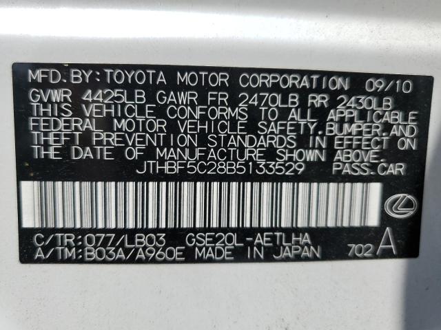 2011 Lexus Is 250 VIN: JTHBF5C28B5133529 Lot: 51647734