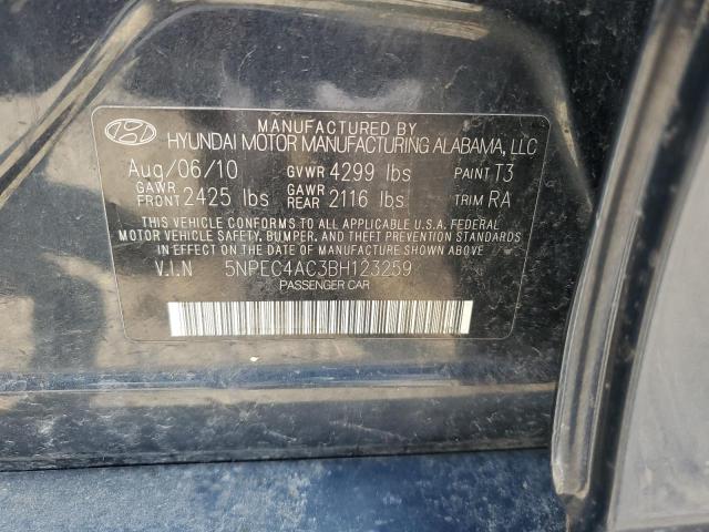 2011 Hyundai Sonata Se VIN: 5NPEC4AC3BH123259 Lot: 55187534