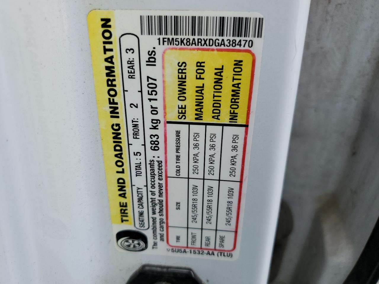 1FM5K8ARXDGA38470 2013 Ford Explorer Police Interceptor