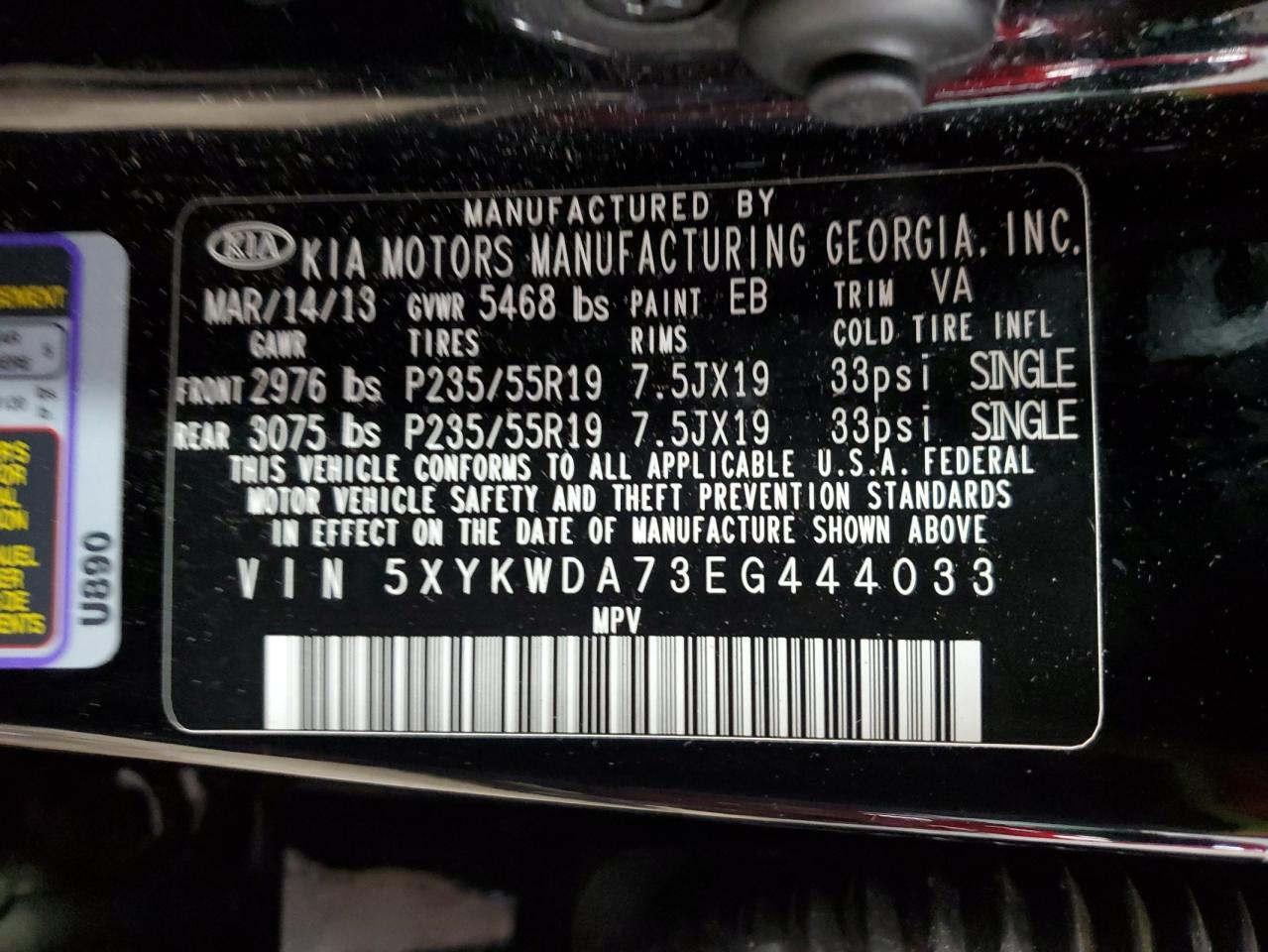 5XYKWDA73EG444033 2014 Kia Sorento Sx