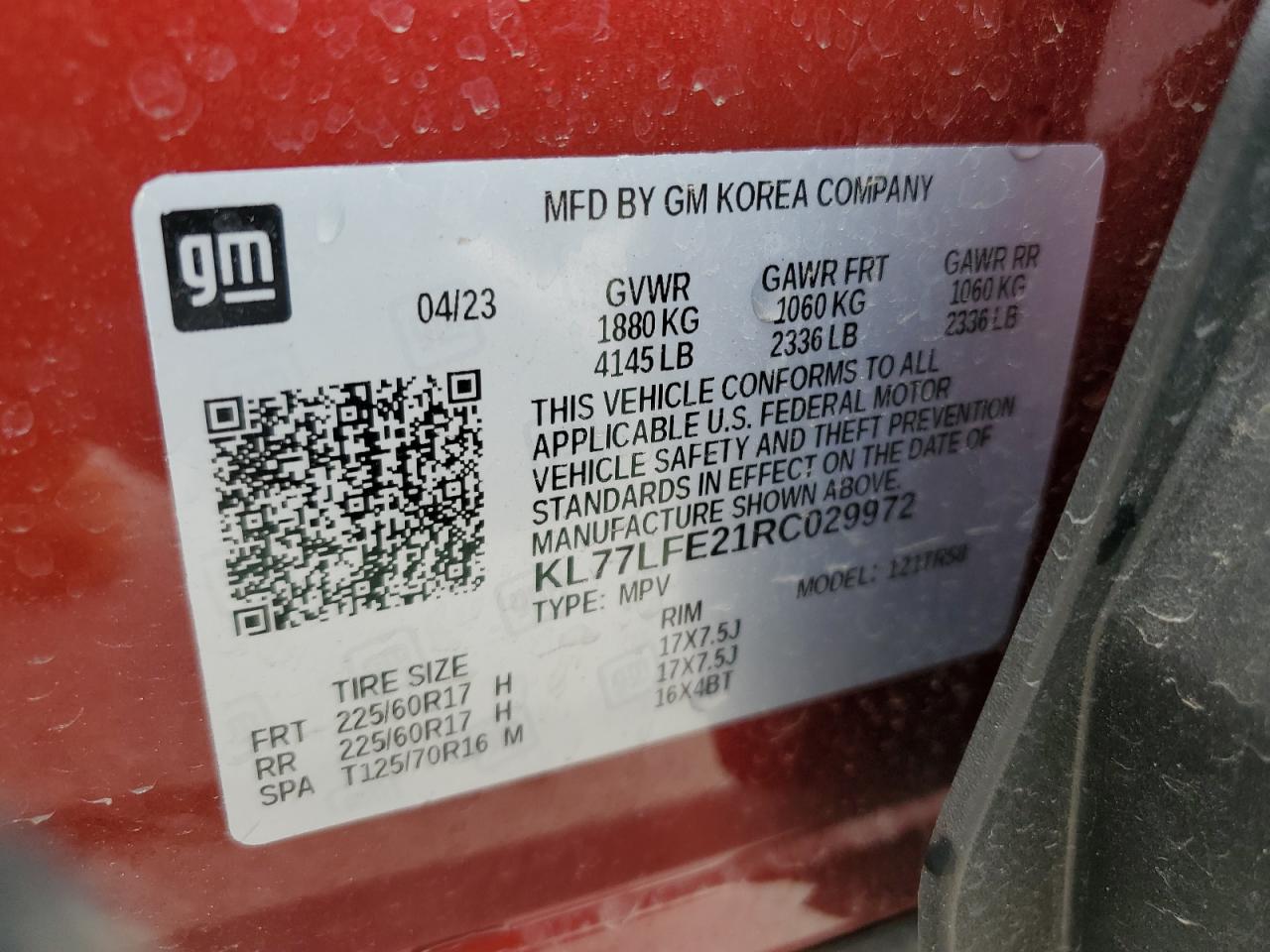 KL77LFE21RC029972 2024 Chevrolet Trax Ls