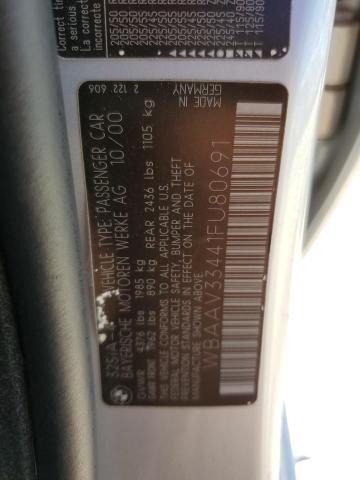 2001 BMW 325 I VIN: WBAAV33441FU80691 Lot: 54927134