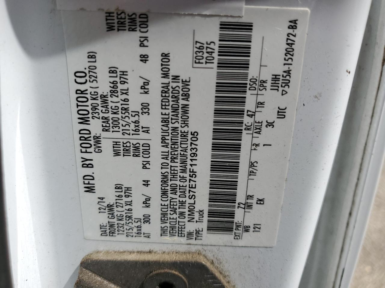 NM0LS7E75F1193705 2015 Ford Transit Connect Xl