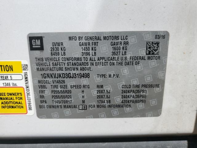 2016 Chevrolet Traverse Ltz VIN: 1GNKVJKD3GJ319498 Lot: 52476034