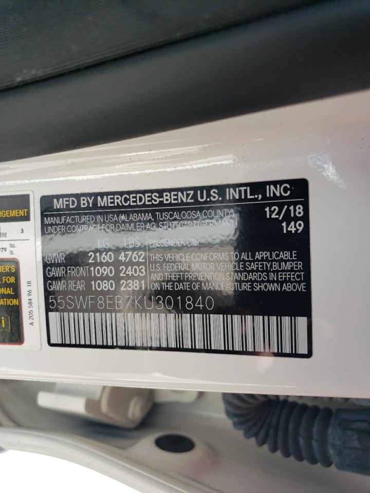 55SWF8EB7KU301840 2019 Mercedes-Benz C 300 4Matic