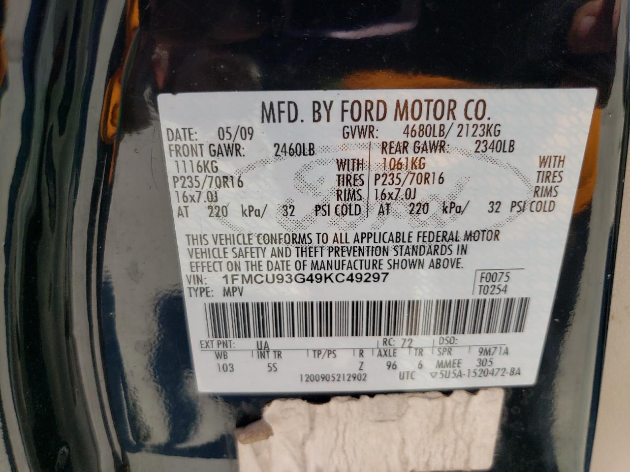 1FMCU93G49KC49297 2009 Ford Escape Xlt