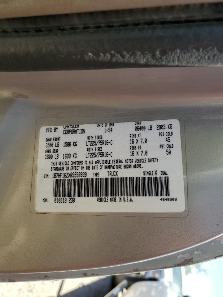 1B7HF16ZXRS592828 1994 Dodge Ram 1500