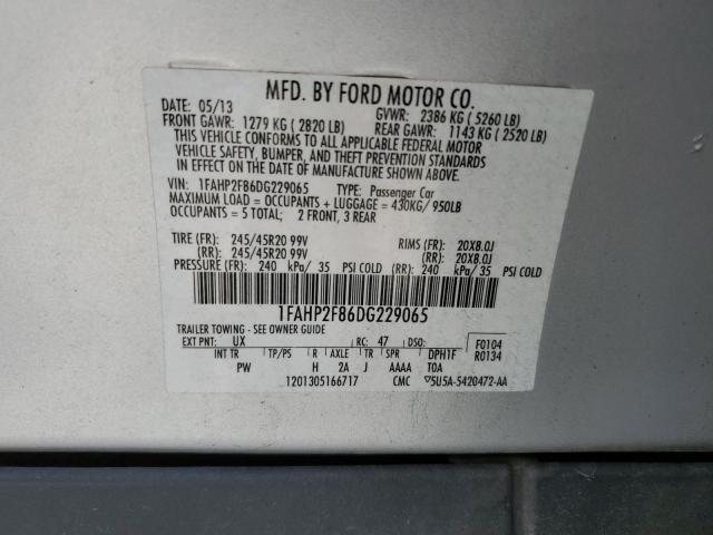 2013 Ford Taurus Limited VIN: 1FAHP2F86DG229065 Lot: 57206014