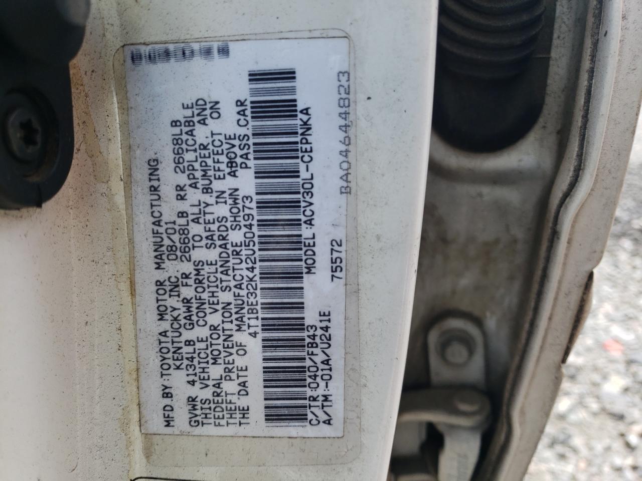 4T1BE32K42U504973 2002 Toyota Camry Le