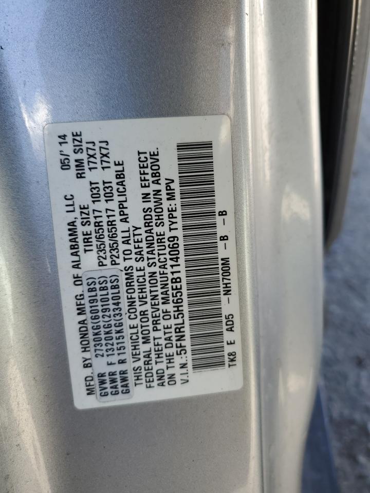 5FNRL5H65EB114069 2014 Honda Odyssey Exl