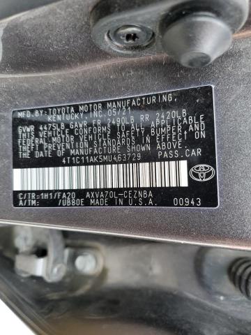 VIN 4T1C11AK5MU463729 2021 Toyota Camry, LE no.12