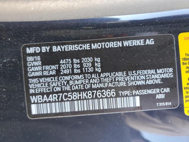 VIN WBA4R7C58HK876366 2017 BMW 4 Series, 430I no.13