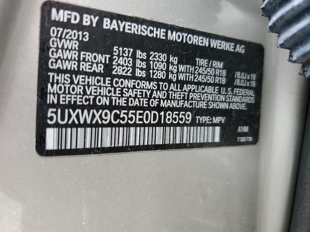 2014 BMW X3 xDrive28I vin: 5UXWX9C55E0D18559