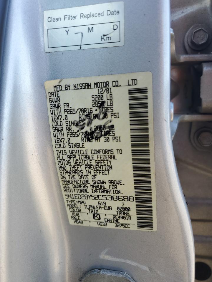 5N1ED28Y52C538688 2002 Nissan Xterra Xe