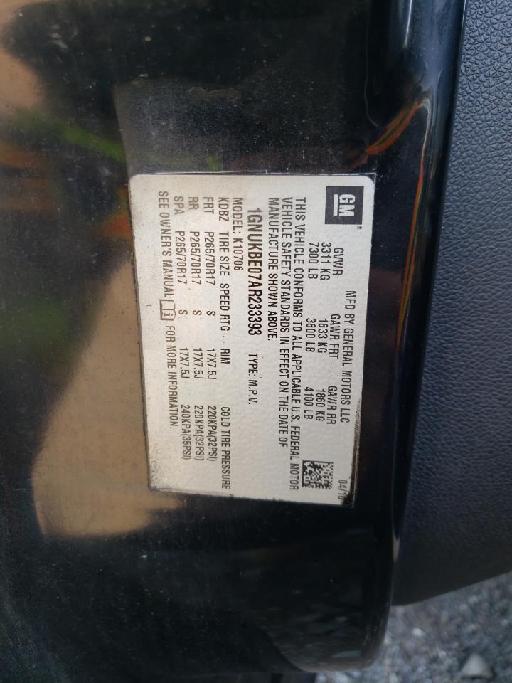 1GNUKBE07AR233393 2010 Chevrolet Tahoe K1500 Lt