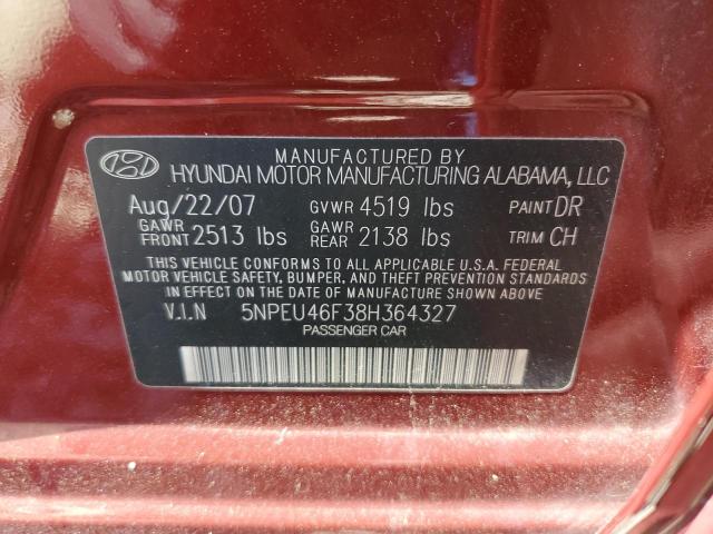 2008 Hyundai Sonata Se VIN: 5NPEU46F38H364327 Lot: 54566094