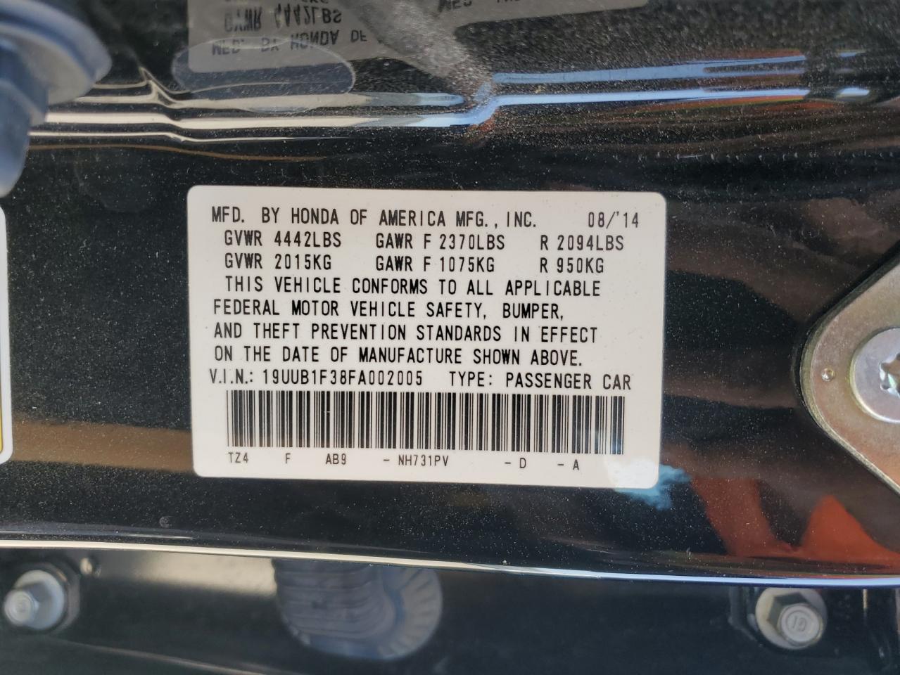 19UUB1F38FA002005 2015 Acura Tlx