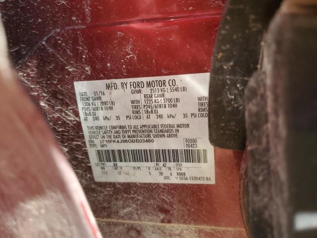 2016 Ford Edge Sel VIN: 2FMPK4J98GBB03460 Lot: 55181774