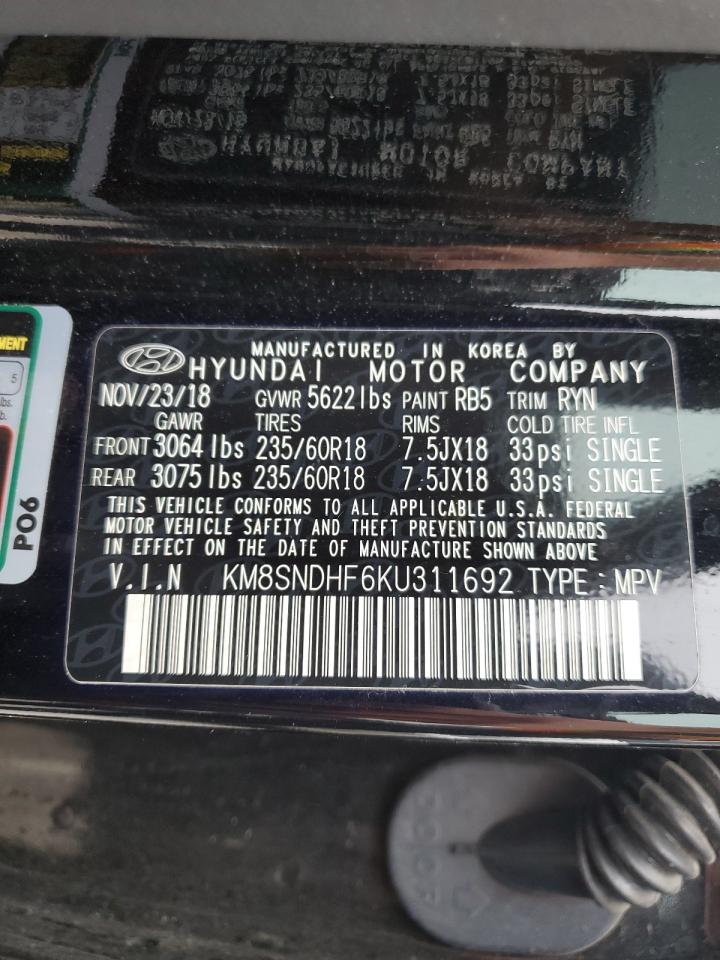 KM8SNDHF6KU311692 2019 Hyundai Santa Fe Xl Se