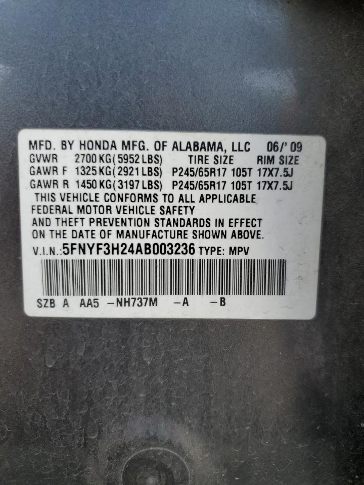 5FNYF3H24AB003236 2010 Honda Pilot Lx