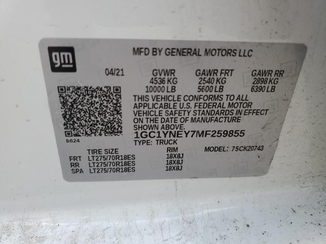 2021 Chevrolet Silverado K2500 Heavy Duty Lt VIN: 1GC1YNEY7MF259855 Lot: 55746824