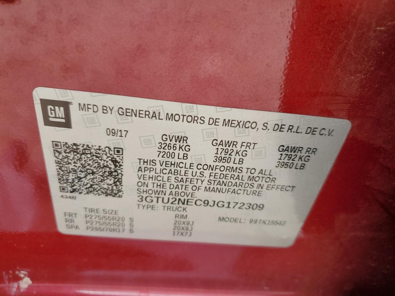 3GTU2NEG9JG172309 2018 GMC Sierra K1500 Slt