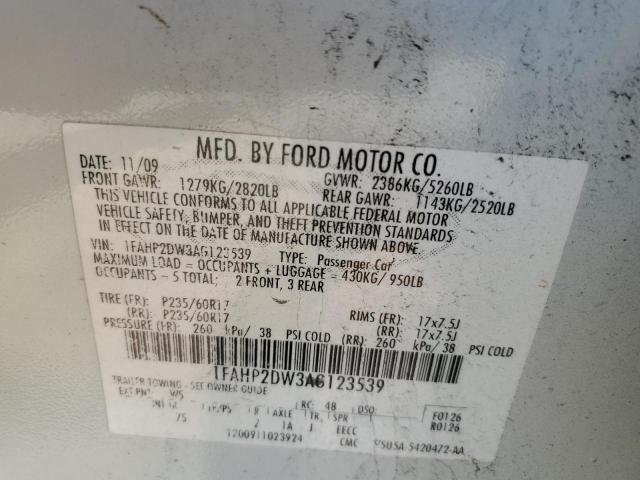 2010 Ford Taurus Se VIN: 1FAHP2DW3AG123539 Lot: 57134294