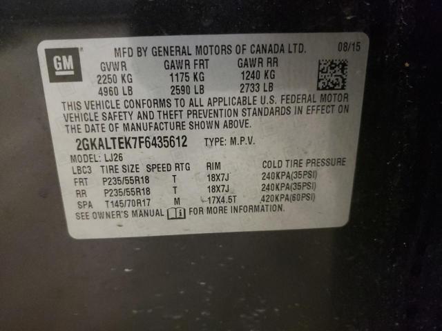 2015 GMC Terrain Slt VIN: 2GKALTEK7F6435612 Lot: 56964664