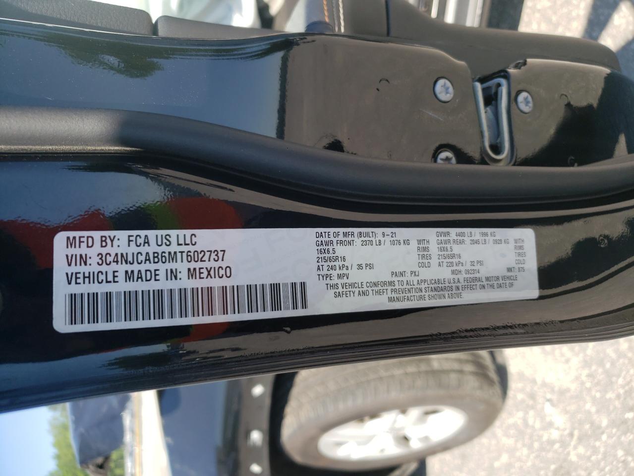 3C4NJCAB6MT602737 2021 Jeep Compass Sport