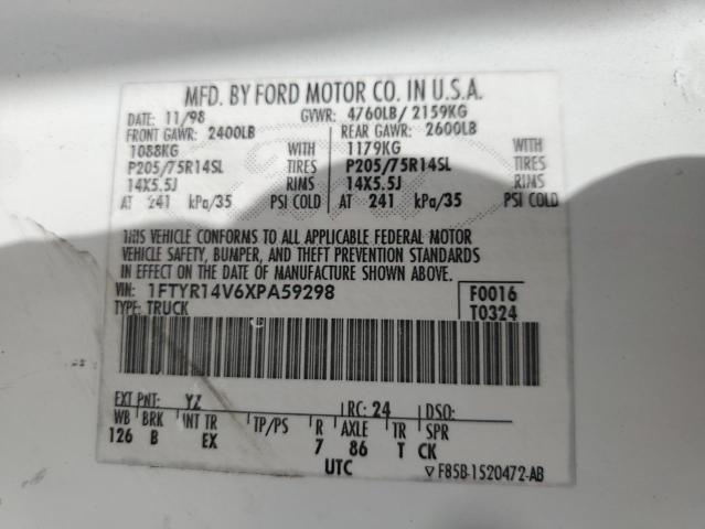 1999 Ford Ranger Super Cab VIN: 1FTYR14V6XPA59298 Lot: 55466094