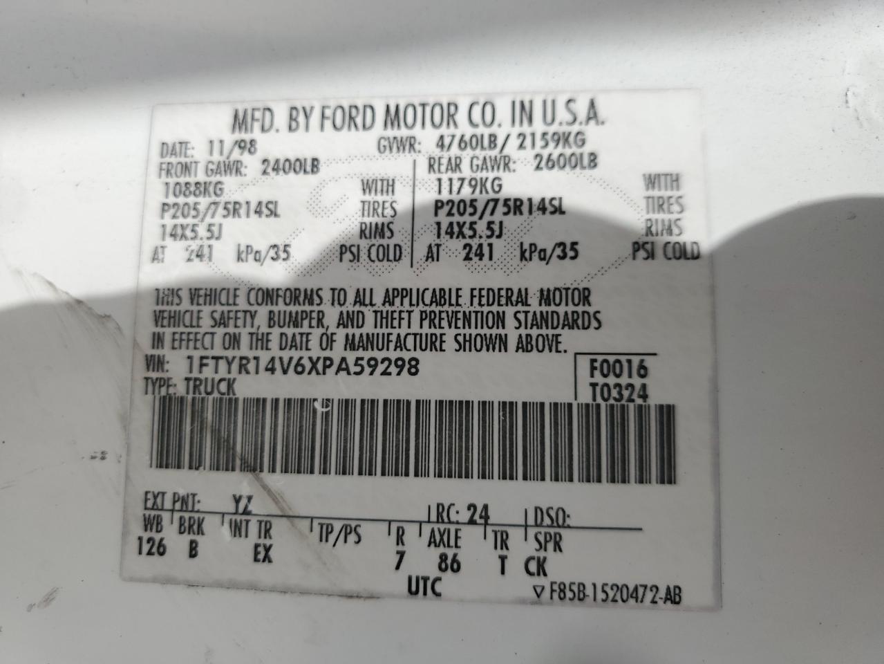 1FTYR14V6XPA59298 1999 Ford Ranger Super Cab